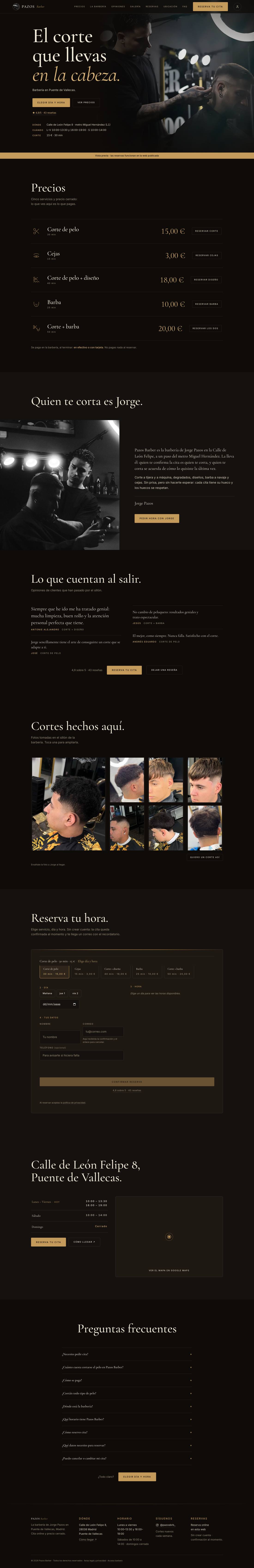 Diseño completo de la web de Pazos Barber